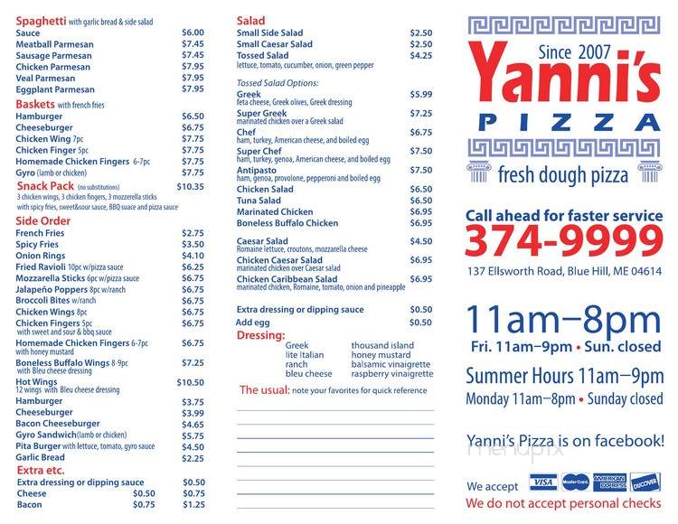 Yannis Pizza - Blue Hill, ME