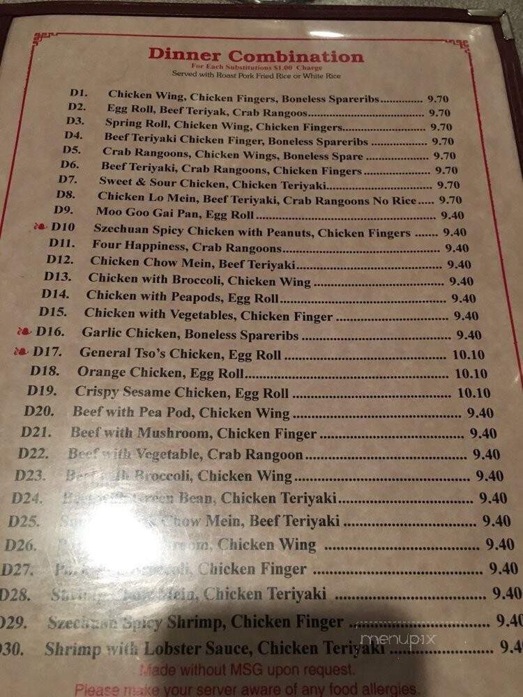 Ming Lee Chinese Restaurantmenu - Waterville, ME