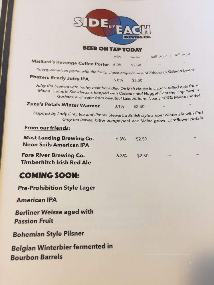 Side By Each Brewing - Auburn, ME