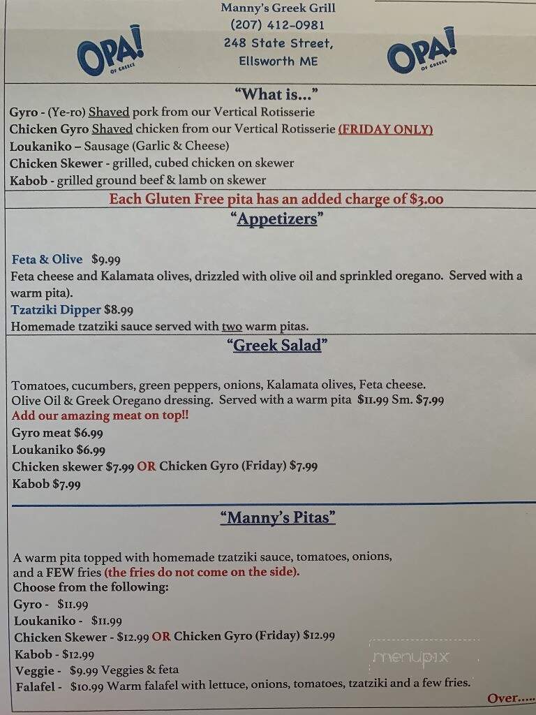 Manny's Greek Grill - Ellsworth, ME