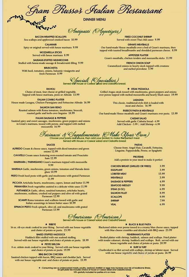 Gram Russo's Italian Restaurant - Presque Isle, ME