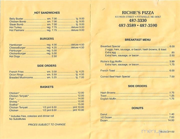 Richie's Pizza - Pittsfield, ME